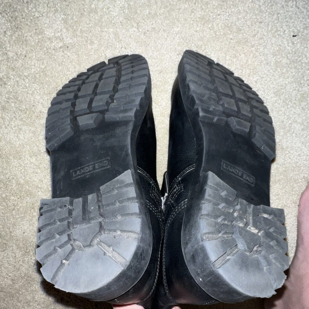 Lands' End Girls Black Buckle Zip Mid-Calf Bootie Round Toe Flat Heel 4M - Picture 7 of 8